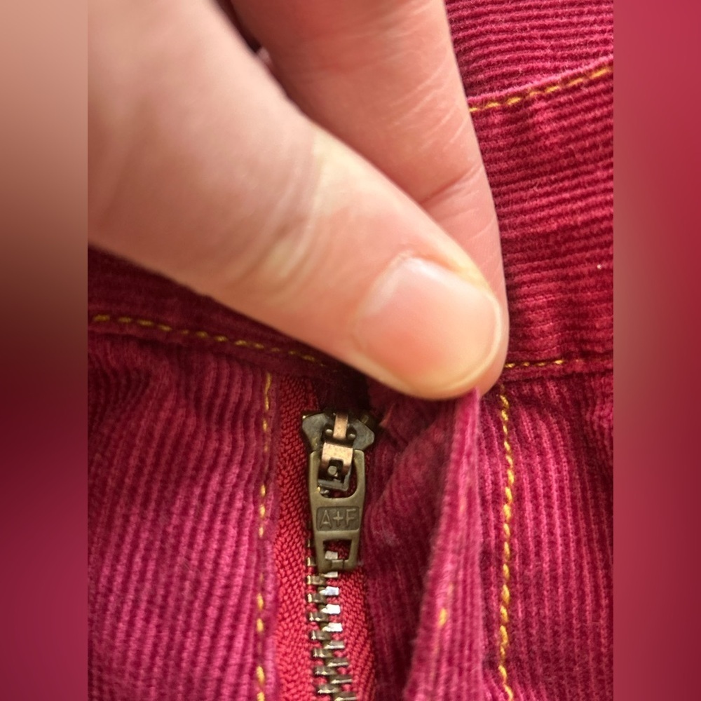 Vintage Y2K Abercrombie & Fitch Corduroy Flare Pants Burgundy - Size 8 - Picture 5 of 7
